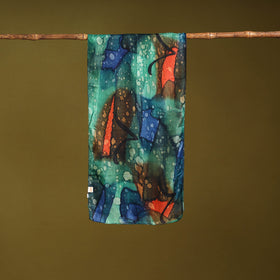 Multicolor - pure silk tie-dye stole 78 - handcrafted