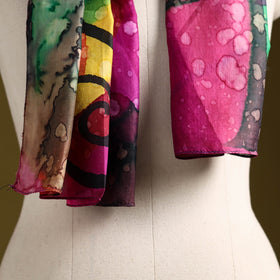 Multicolor - pure silk tie-dye stole 79 - handcrafted