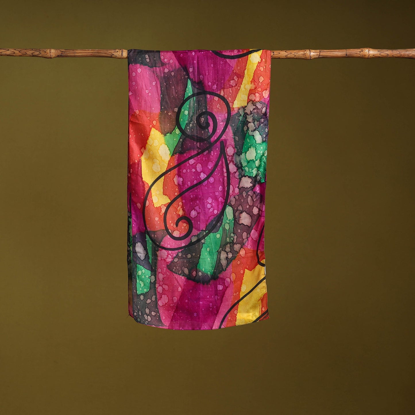 Multicolor - pure silk tie-dye stole 79 - handcrafted