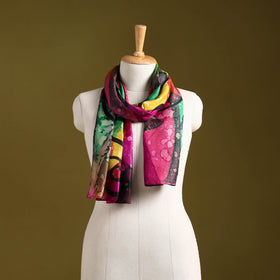 Multicolor - pure silk tie-dye stole 79 - handcrafted