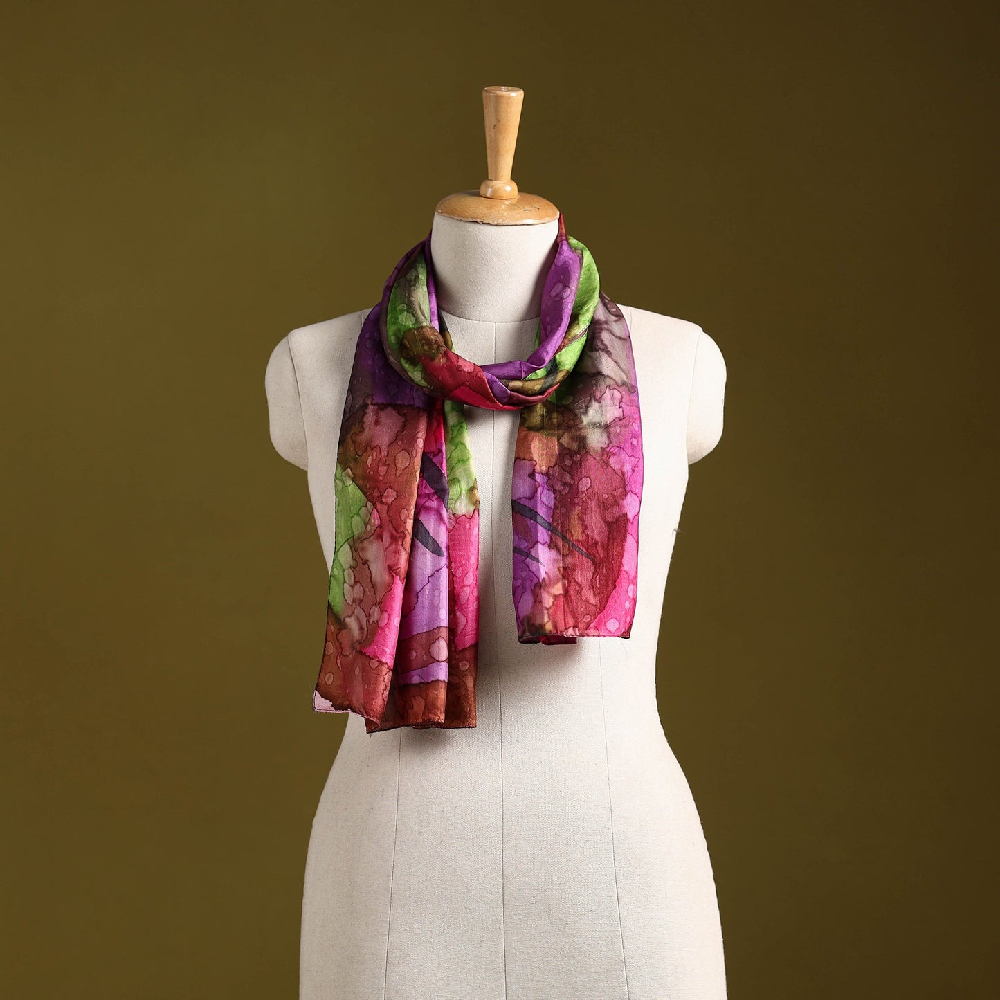 Multicolor - pure silk tie-dye stole 80 - handcrafted