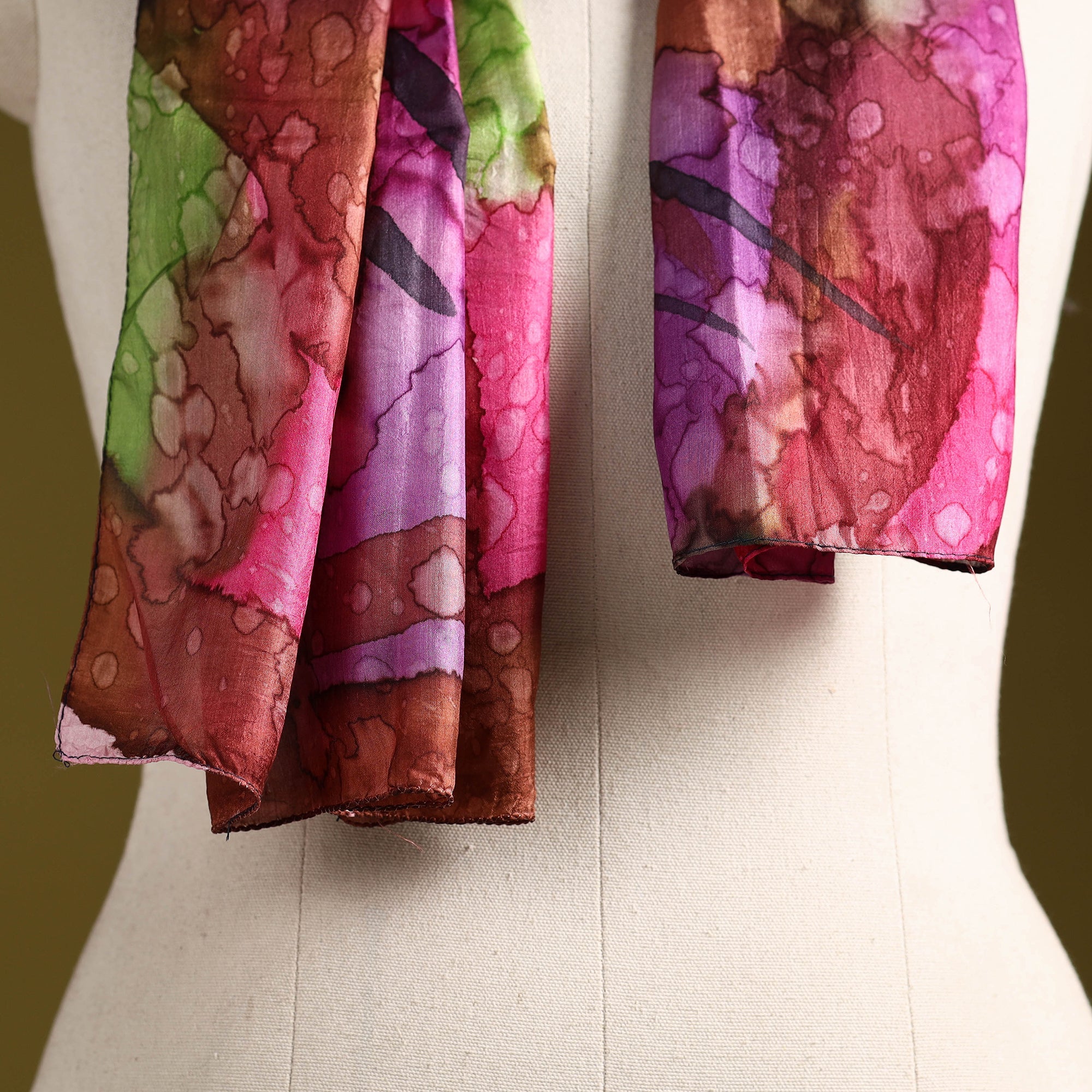 Multicolor - pure silk tie-dye stole 80 - handcrafted