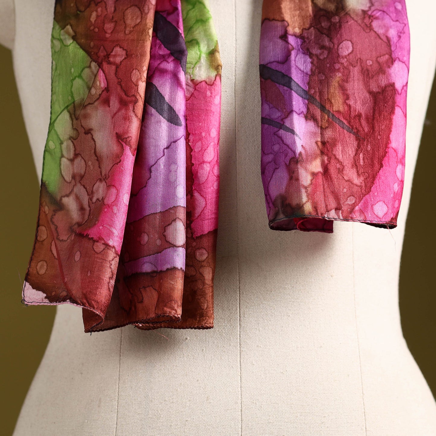 Multicolor - pure silk tie-dye stole 80 - handcrafted