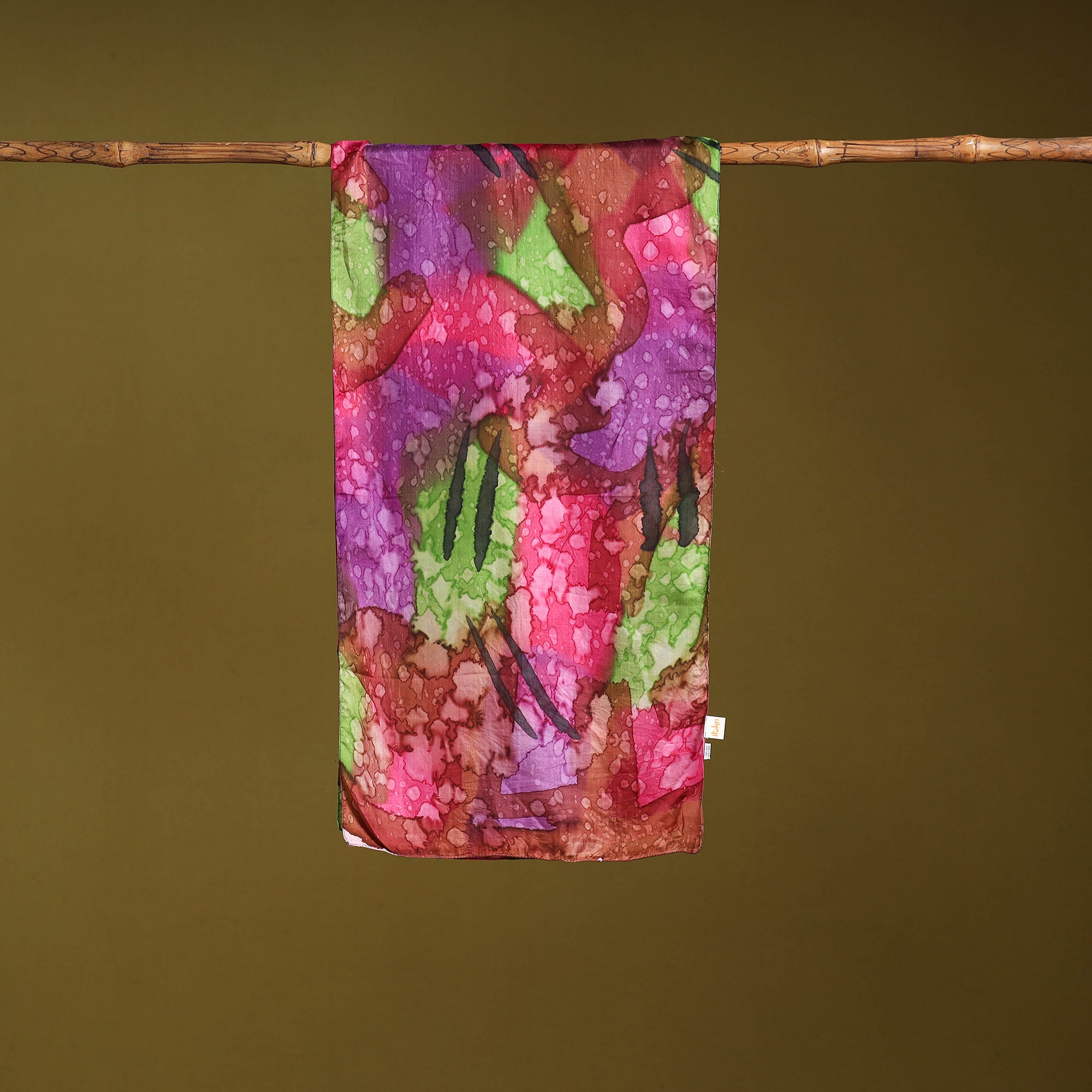 Multicolor - pure silk tie-dye stole 80 - handcrafted