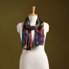 Multicolor - pure silk tie-dye stole 82 - handcrafted