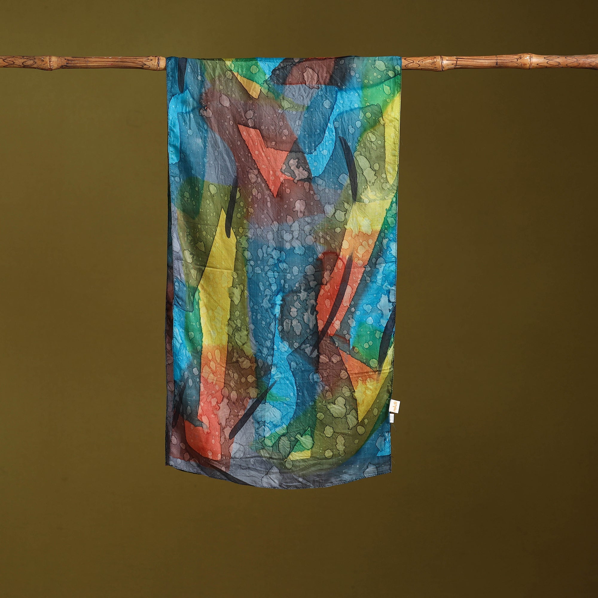 Multicolor - pure silk tie-dye stole 83 - handcrafted