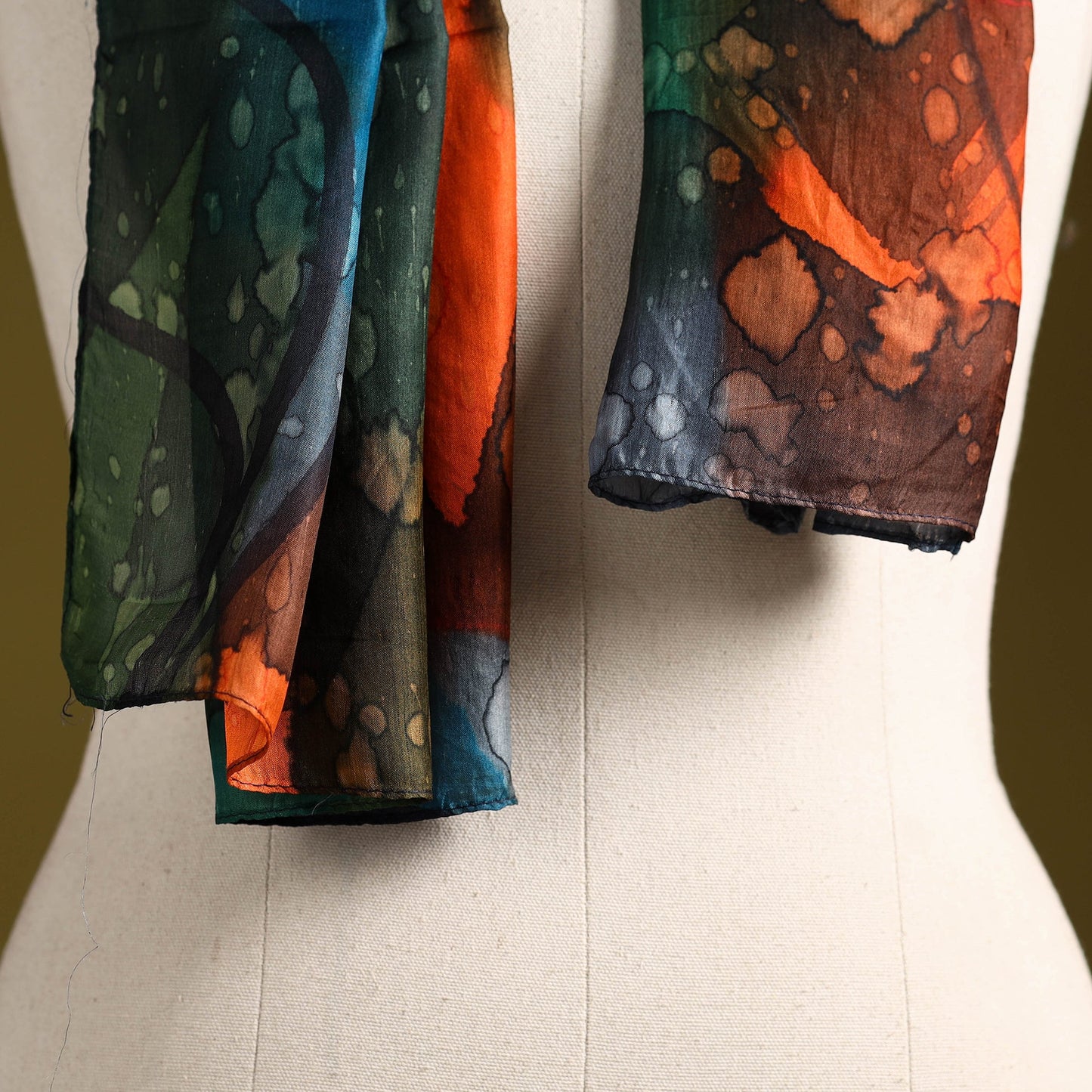 Multicolor - pure silk tie-dye stole 84 - handcrafted