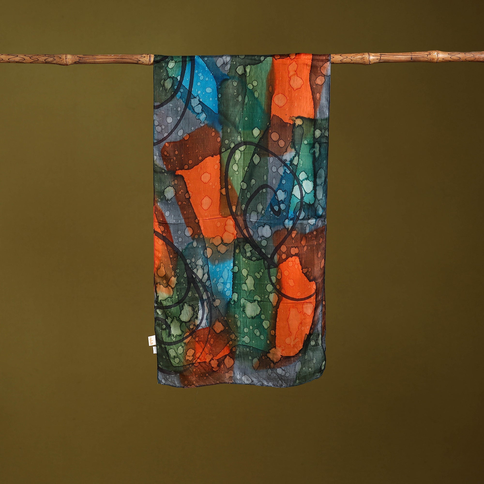 Multicolor - pure silk tie-dye stole 84 - handcrafted