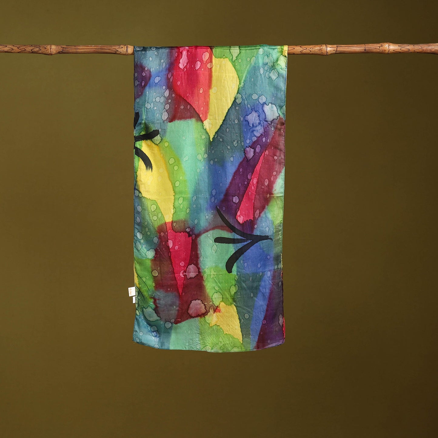 Multicolor - pure silk tie-dye stole 85 - handcrafted