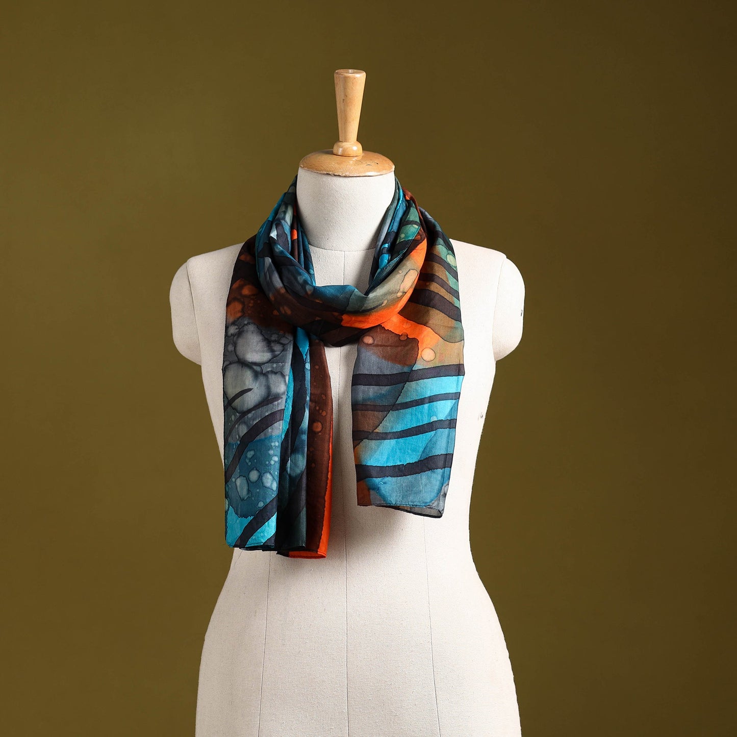 Multicolor - pure silk tie-dye stole 88 - handcrafted