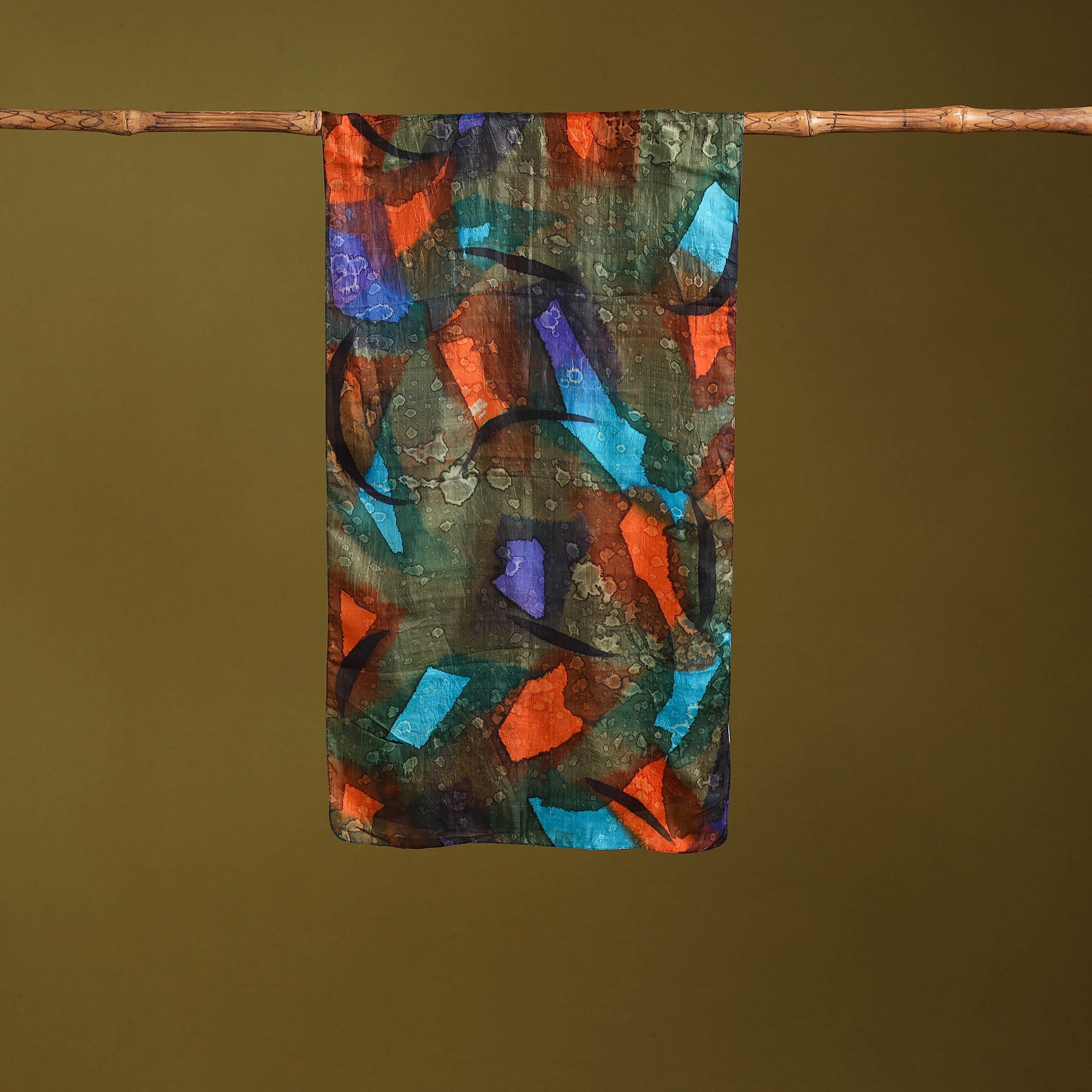 Multicolor - pure silk tie-dye stole 89 - handcrafted