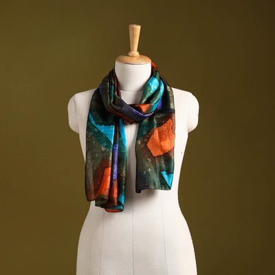 Multicolor - pure silk tie-dye stole 89 - handcrafted