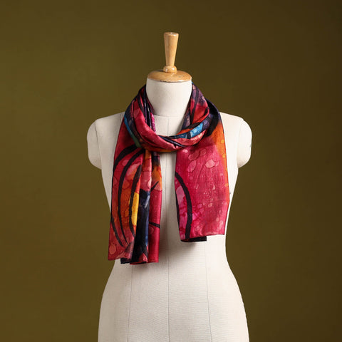 Multicolor - pure silk tie-dye stole 90 - handcrafted