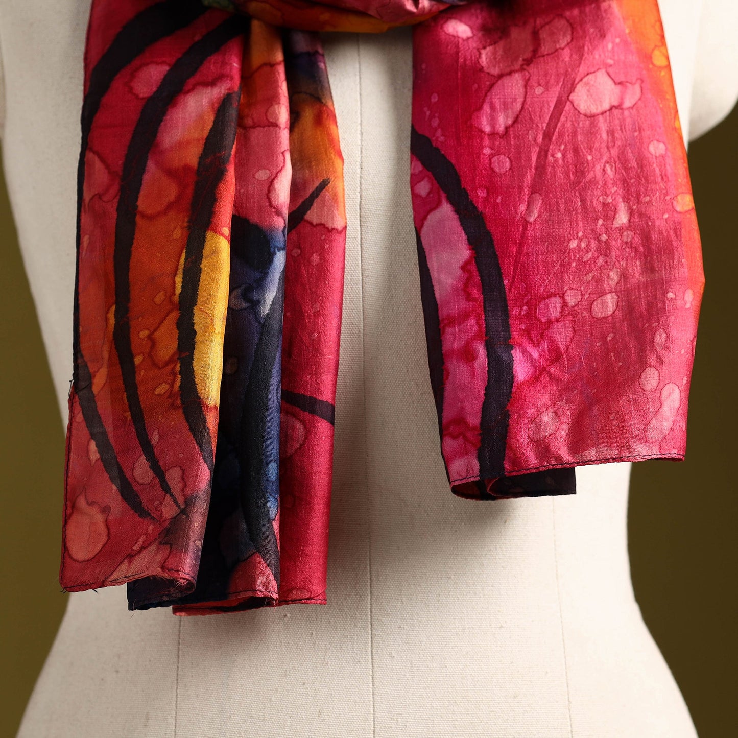 Multicolor - pure silk tie-dye stole 90 - handcrafted