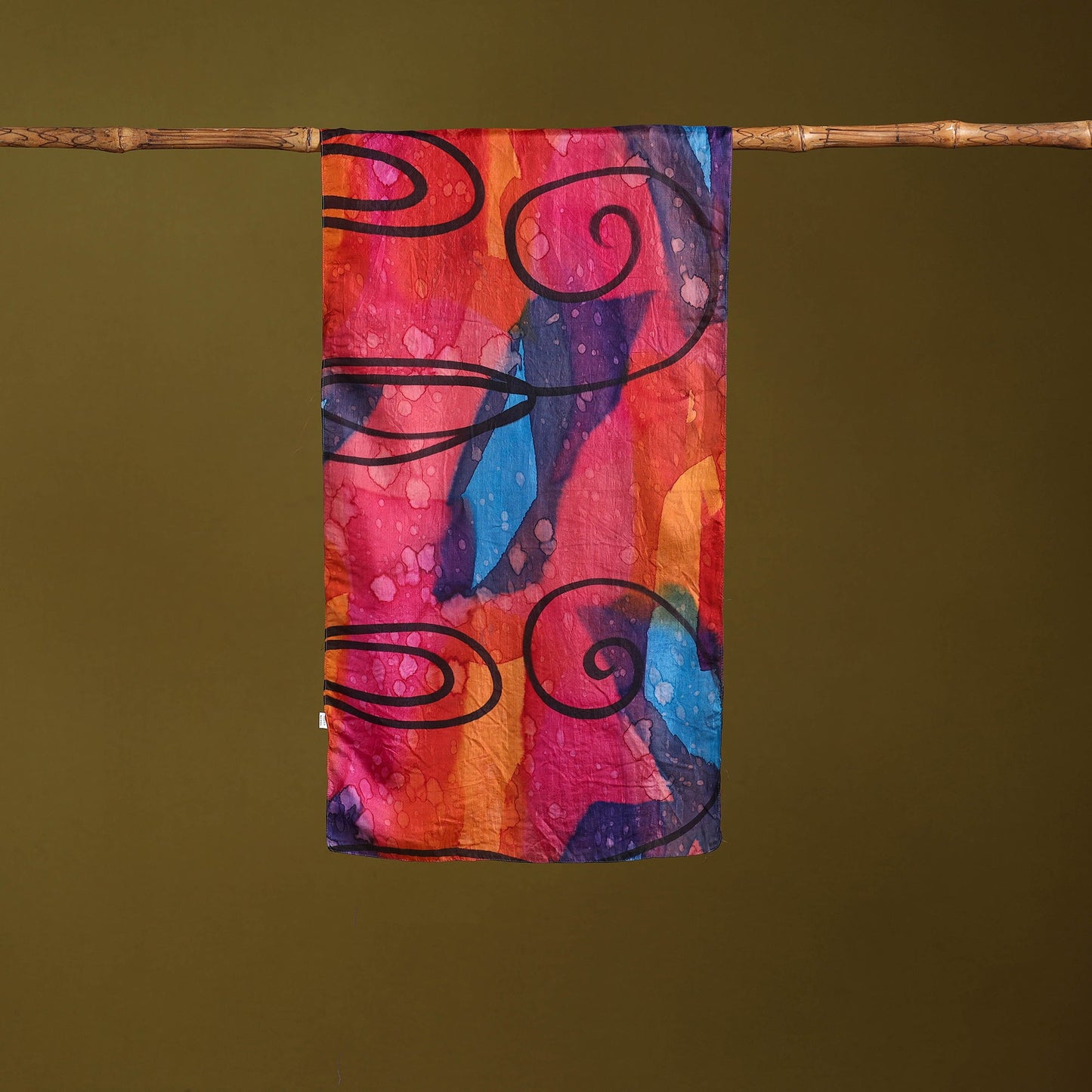 Multicolor - pure silk tie-dye stole 91 - handcrafted