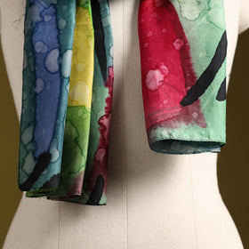 Multicolor - pure silk tie-dye stole 94 - handcrafted