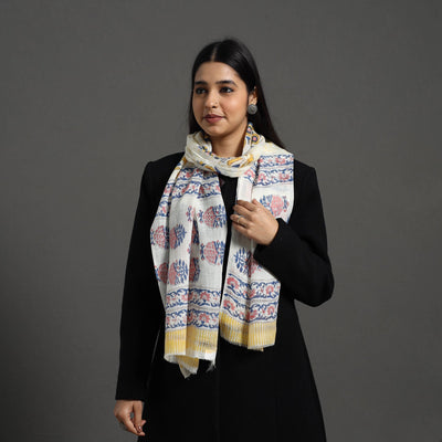  Pure Wool Block Print Multicolor Sanganeri Stole