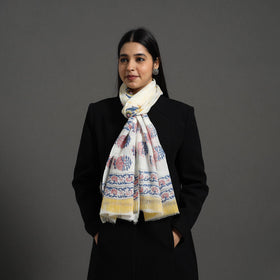  Pure Wool Block Print Multicolor Sanganeri Stole