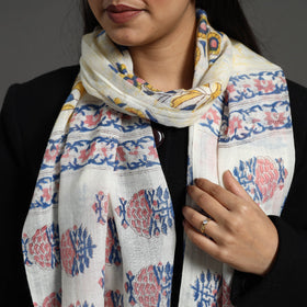 Pure Wool Block Print Multicolor Sanganeri Stole