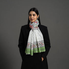 Multicolor - pure wool sanganeri stole 30 - handcrafted