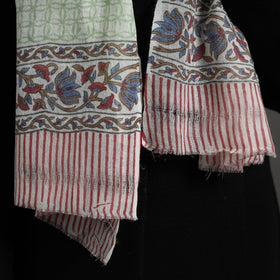 Multicolor - pure wool sanganeri stole 32 - handcrafted