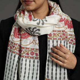 Multicolor - pure wool sanganeri stole 42 - handcrafted