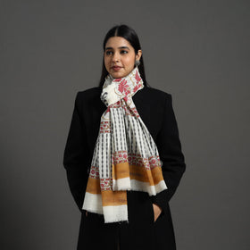 Multicolor - pure wool sanganeri stole 42 - handcrafted