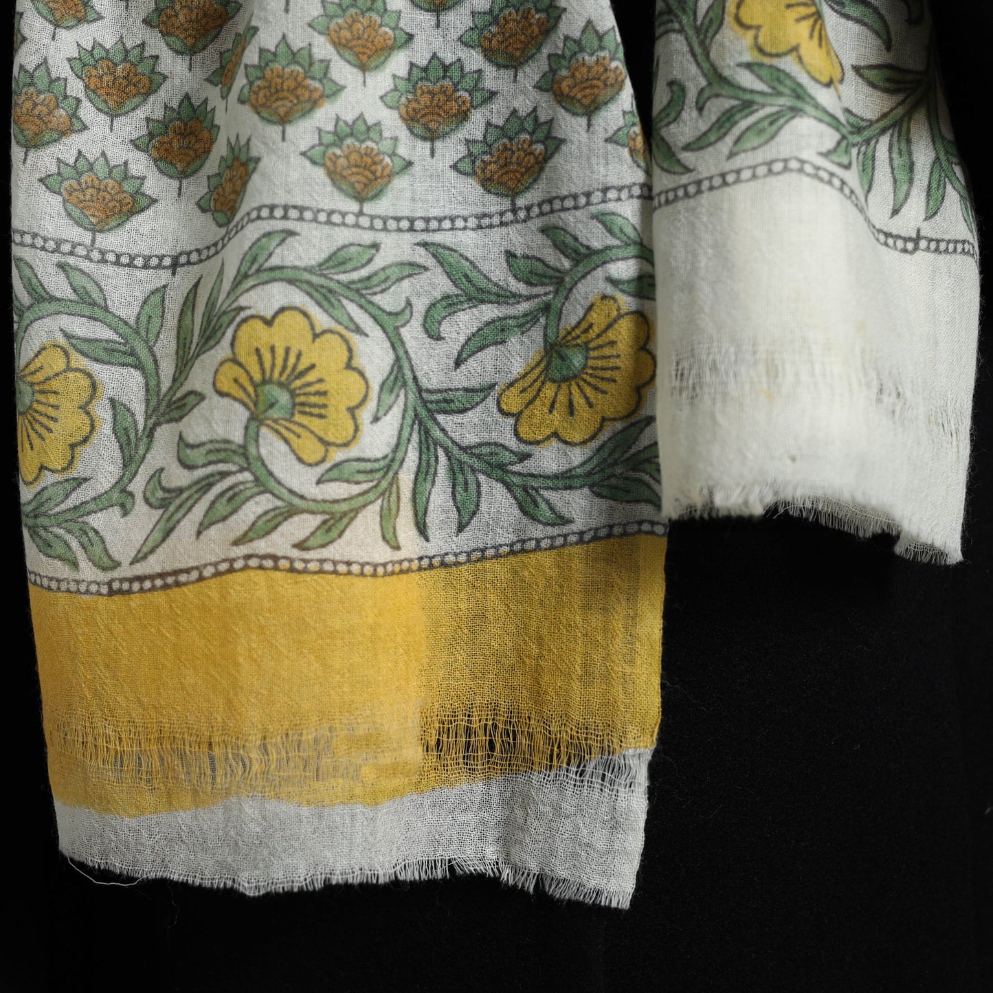 Multicolor - pure wool sanganeri stole 27 - handcrafted