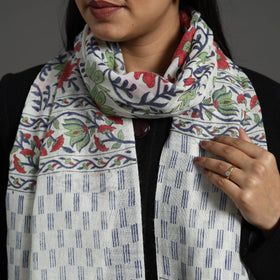 Multicolor - pure wool sanganeri stole 30 - handcrafted