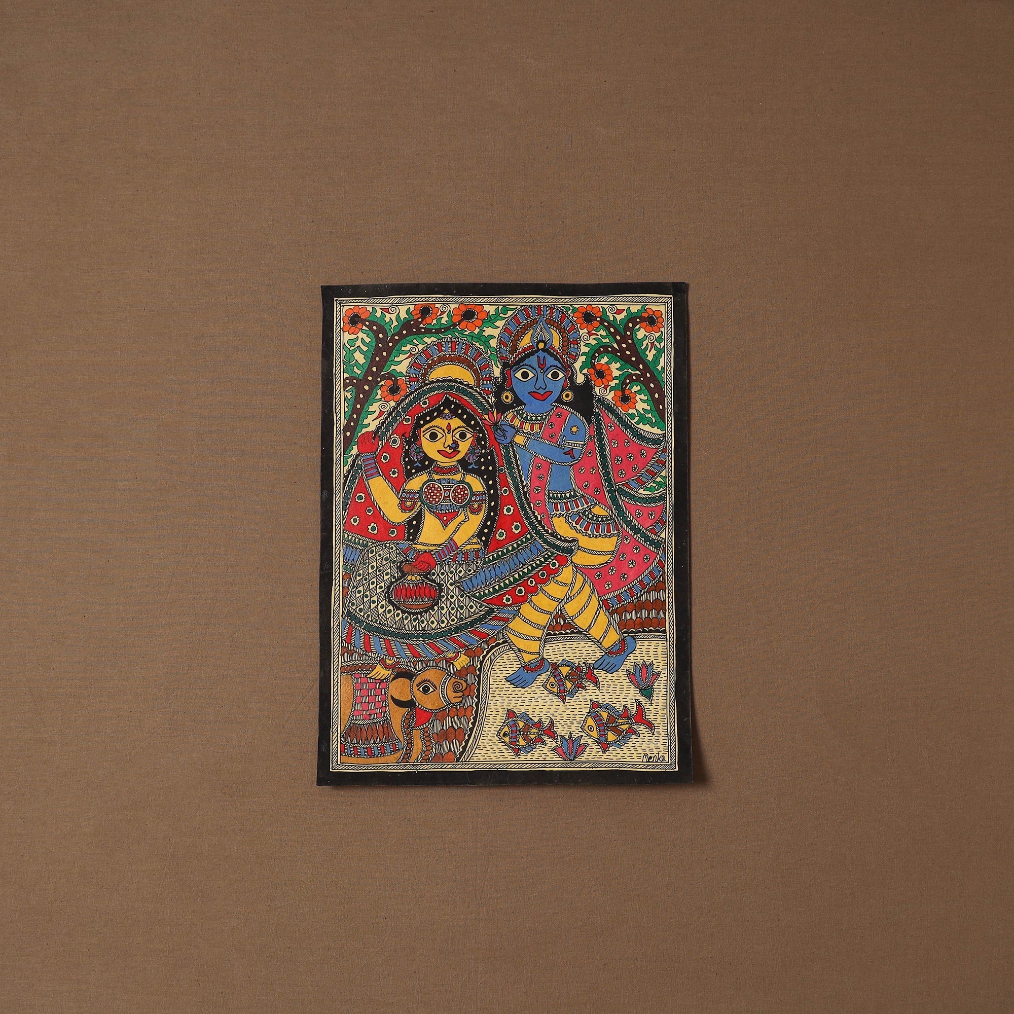 Handpainted madhubani painting by hira devi (14 x 11 in) 33