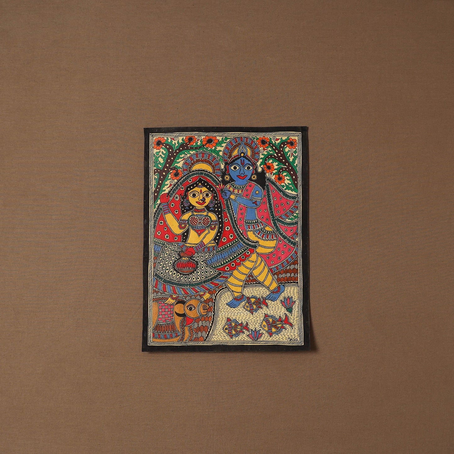 Handpainted madhubani painting by hira devi (14 x 11 in) 33