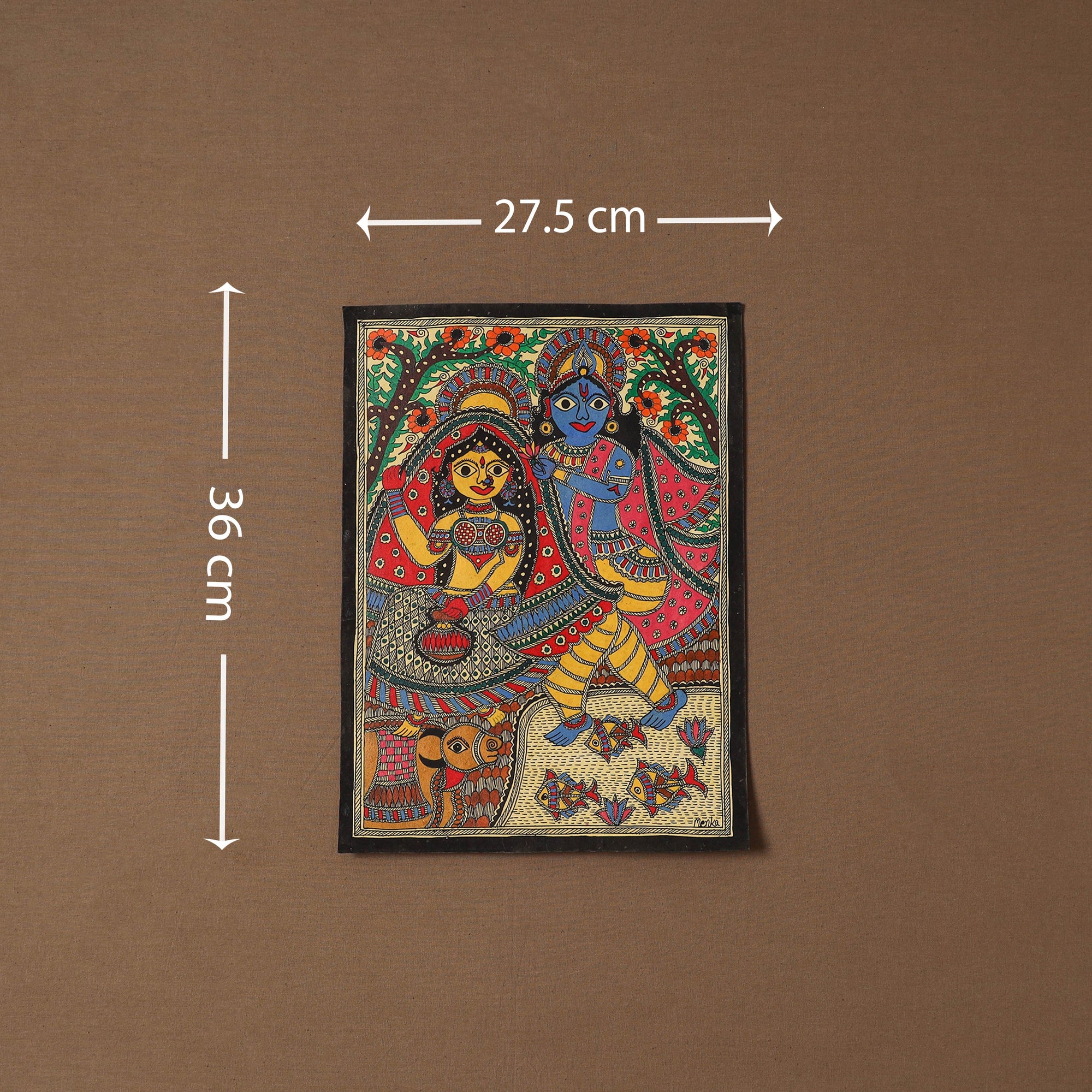 Handpainted madhubani painting by hira devi (14 x 11 in) 33