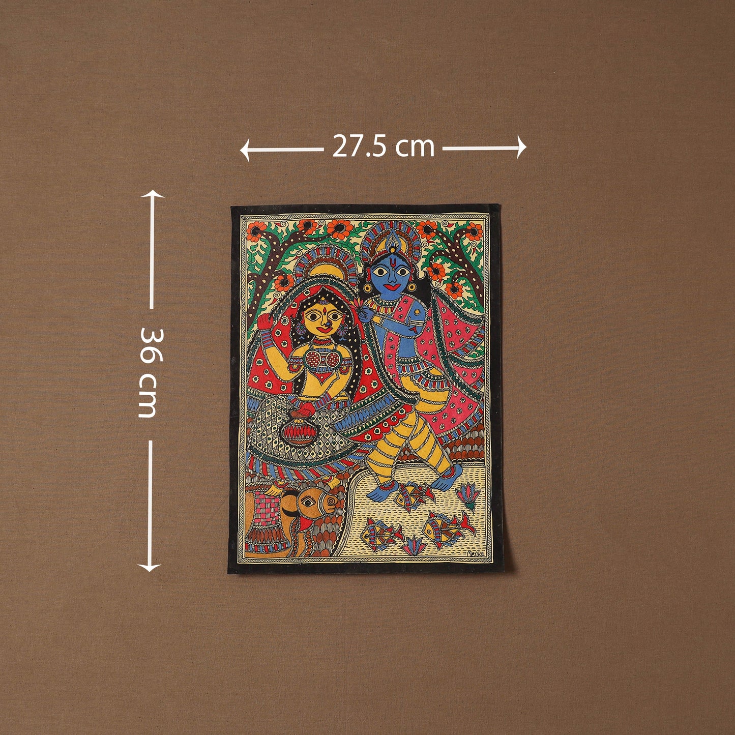 Handpainted madhubani painting by hira devi (14 x 11 in) 33