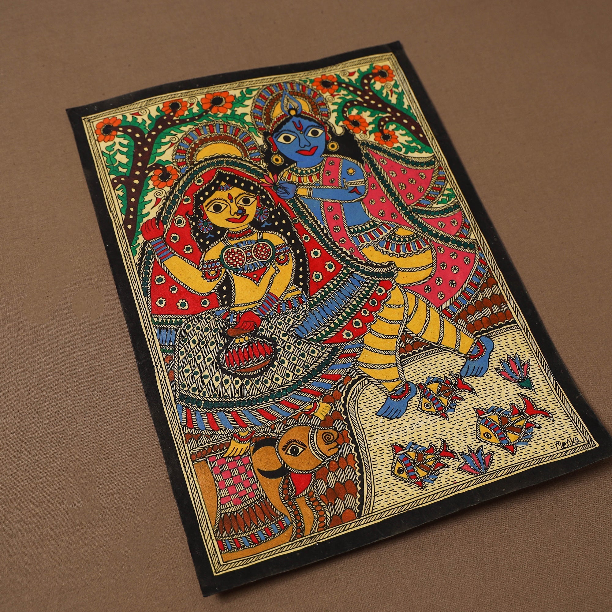 Handpainted madhubani painting by hira devi (14 x 11 in) 33