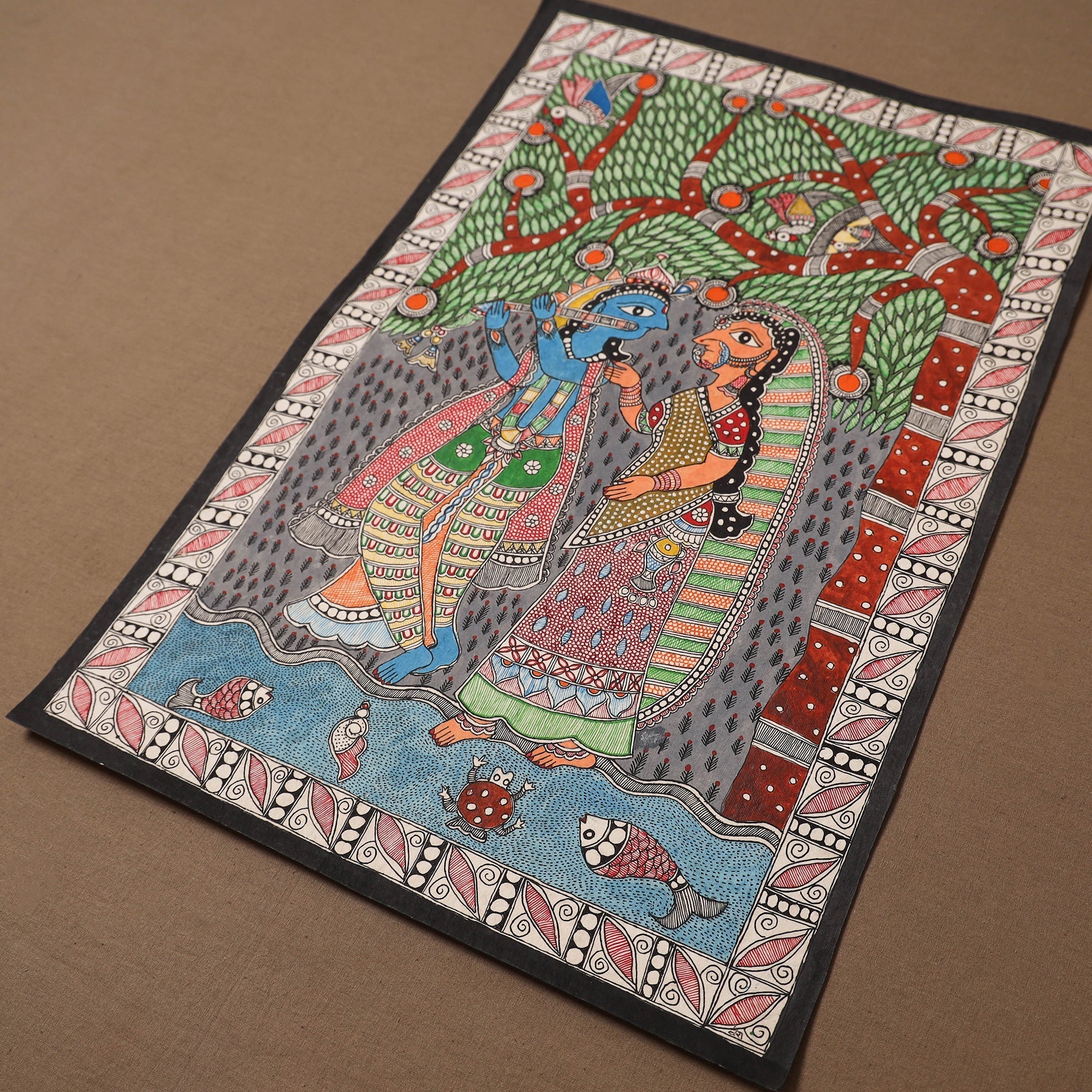 Handpainted madhubani painting by hira devi (22 x 15 in) 19