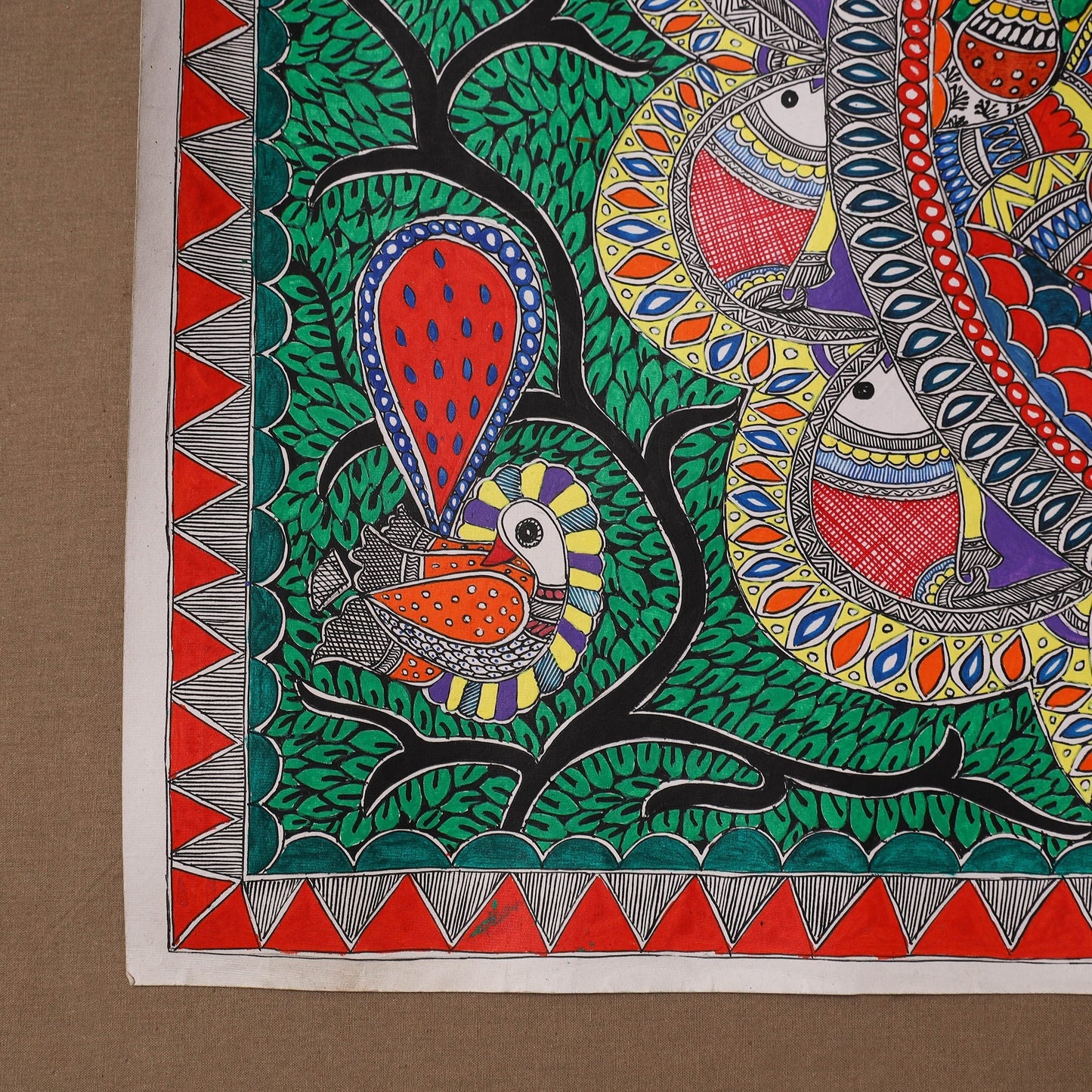 Handpainted madhubani painting by hira devi (22 x 30 in) 09