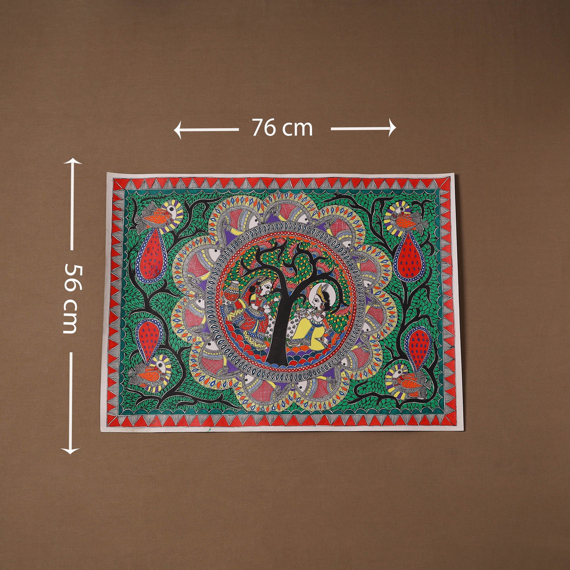 Handpainted madhubani painting by hira devi (22 x 30 in) 09