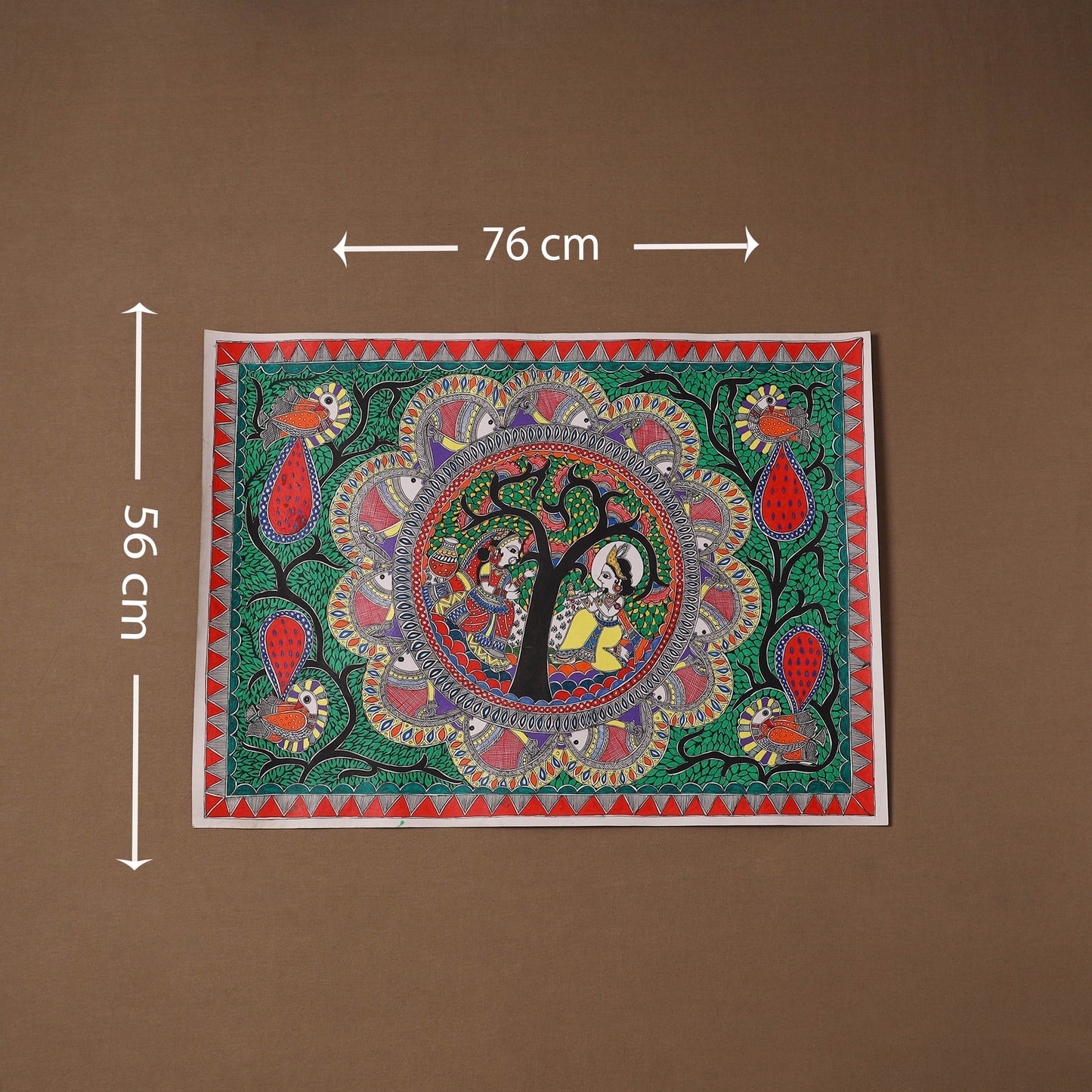 Handpainted madhubani painting by hira devi (22 x 30 in) 09