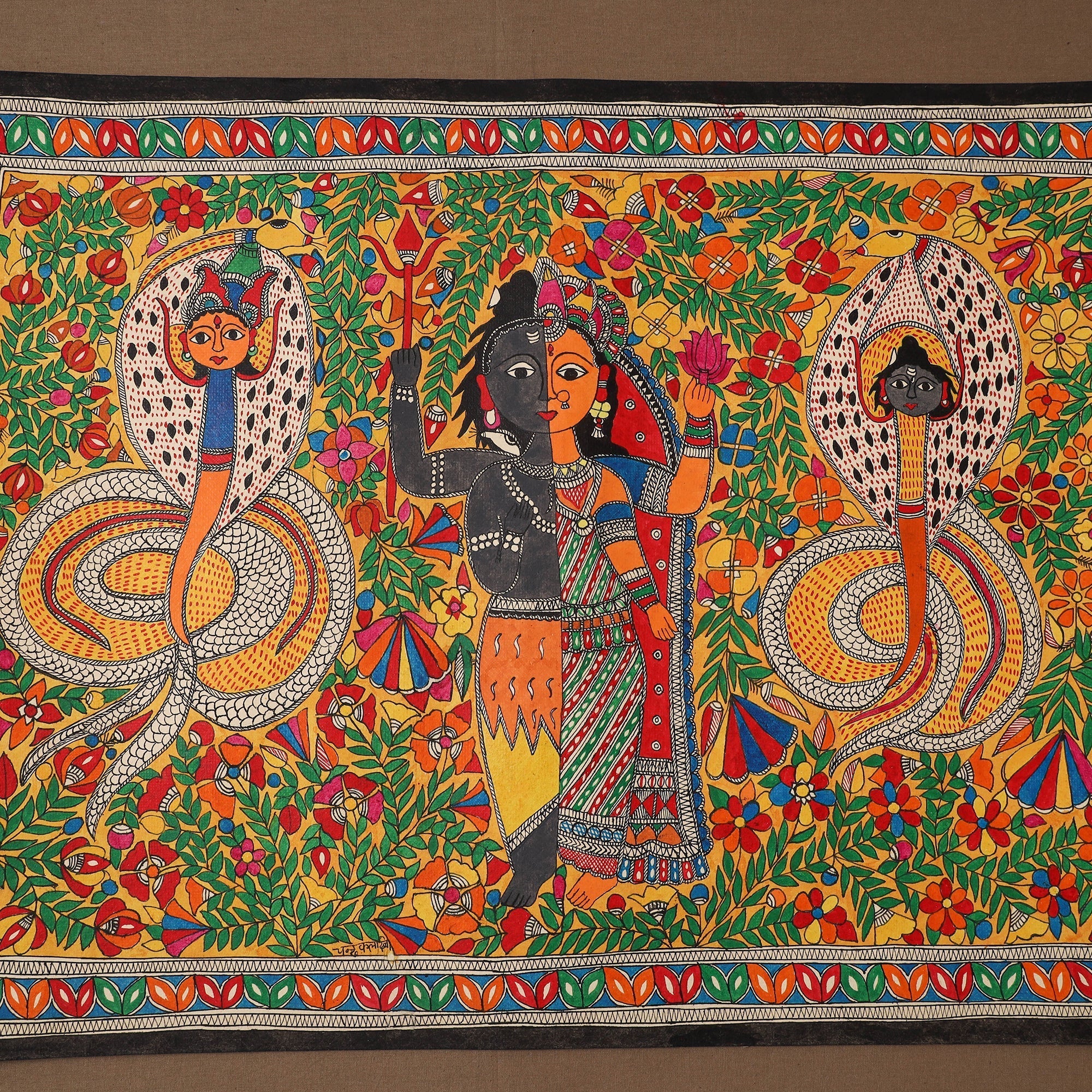 Handpainted madhubani painting by hira devi (22 x 30 in) 02