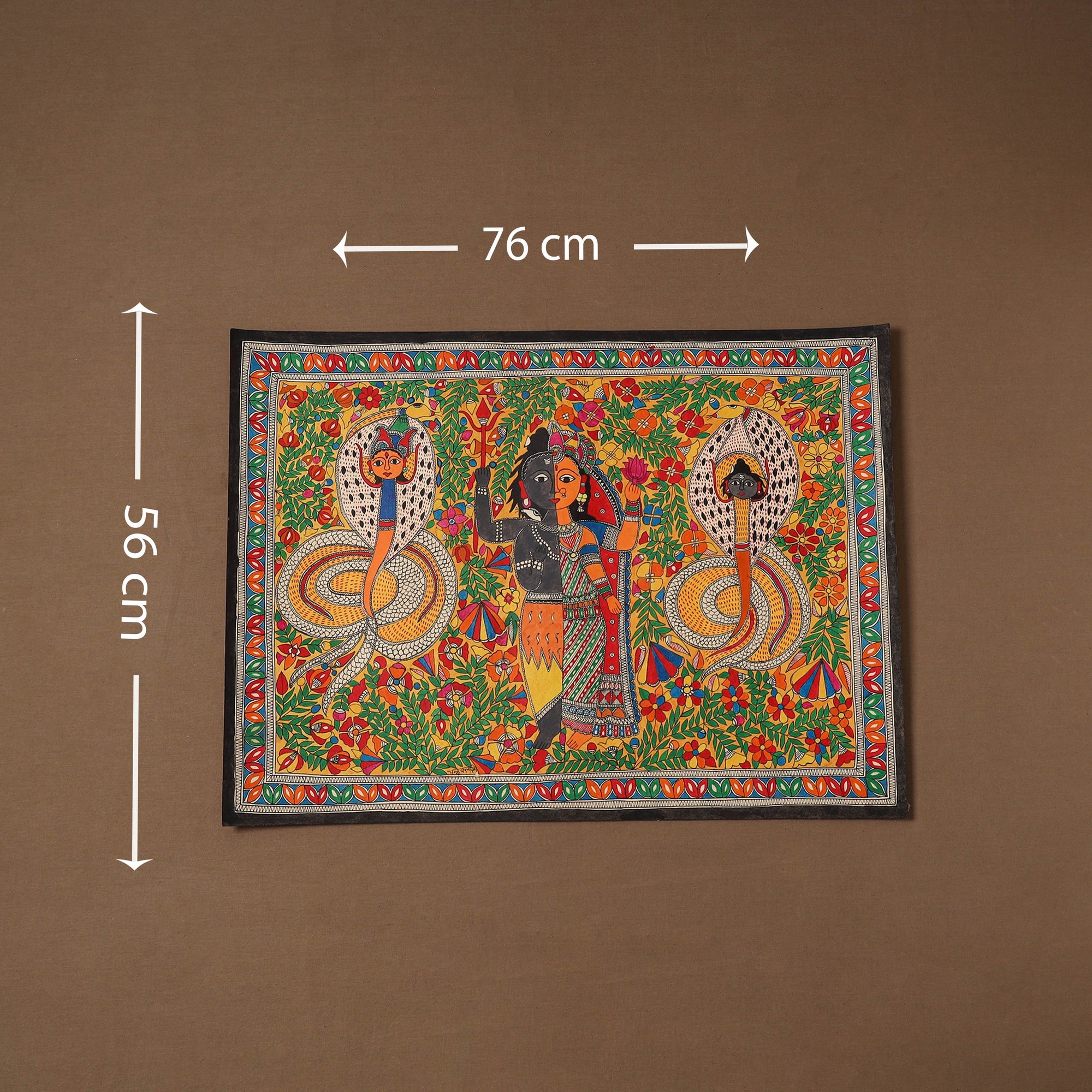 Handpainted madhubani painting by hira devi (22 x 30 in) 02