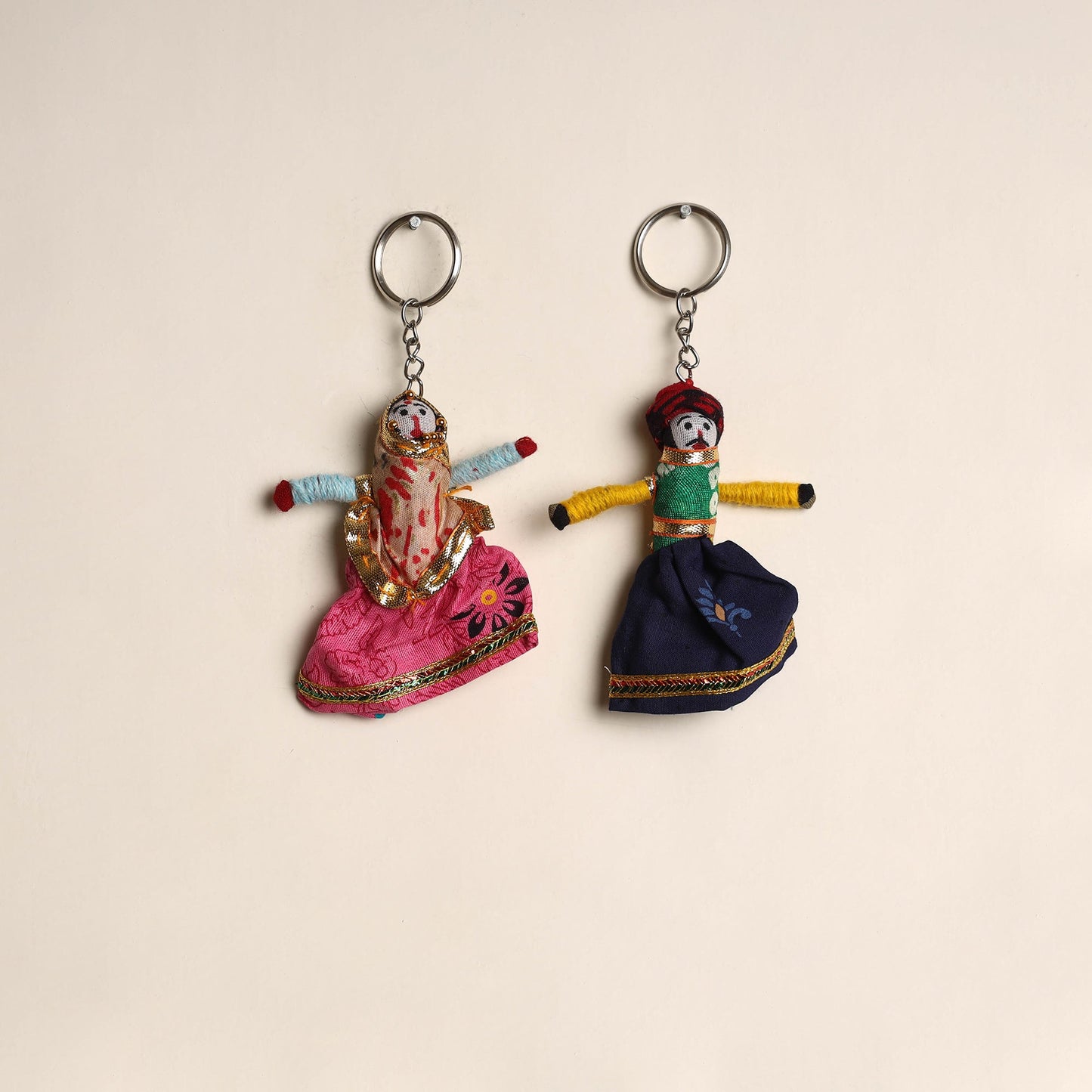 Multicolor - rajasthani puppet couple handmade keychain