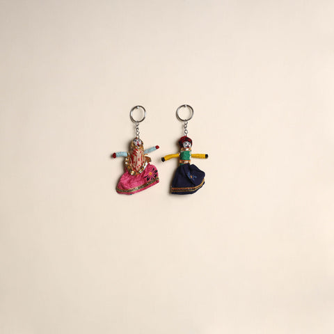 Multicolor - rajasthani puppet couple handmade keychain