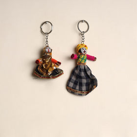 Multicolor - rajasthani puppet couple handmade keychain