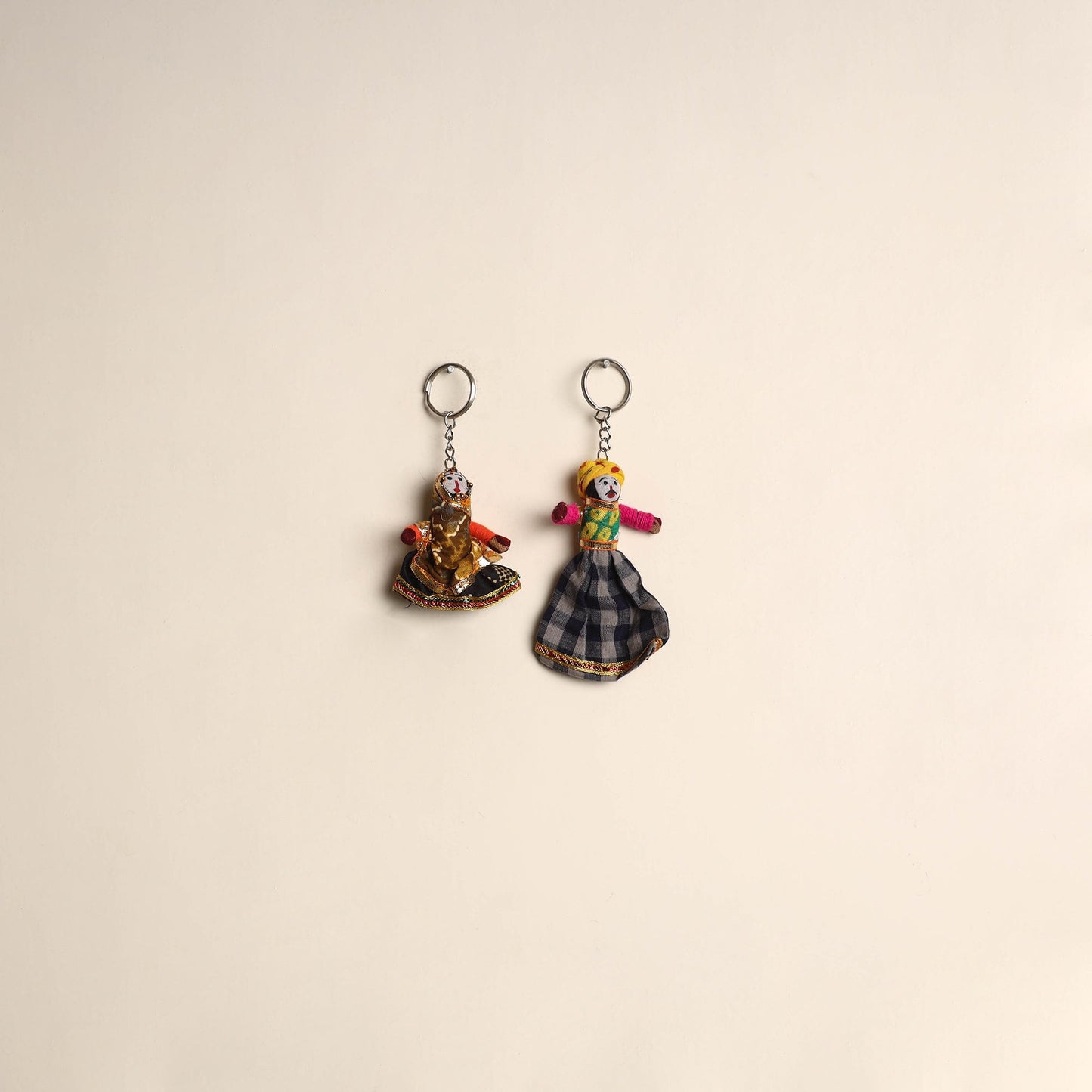 Multicolor - rajasthani puppet couple handmade keychain