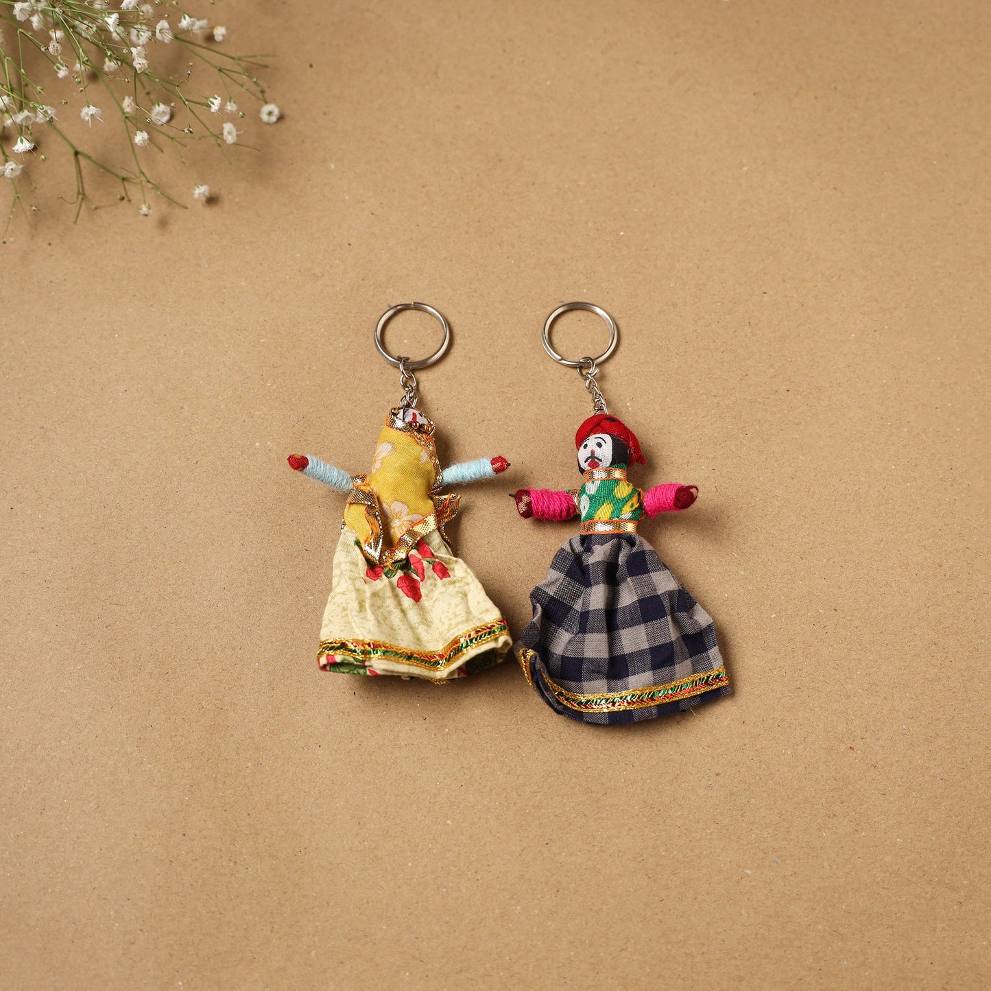 Multicolor - rajasthani puppet couple handmade keychain