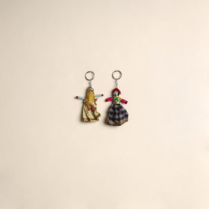 Multicolor - rajasthani puppet couple handmade keychain