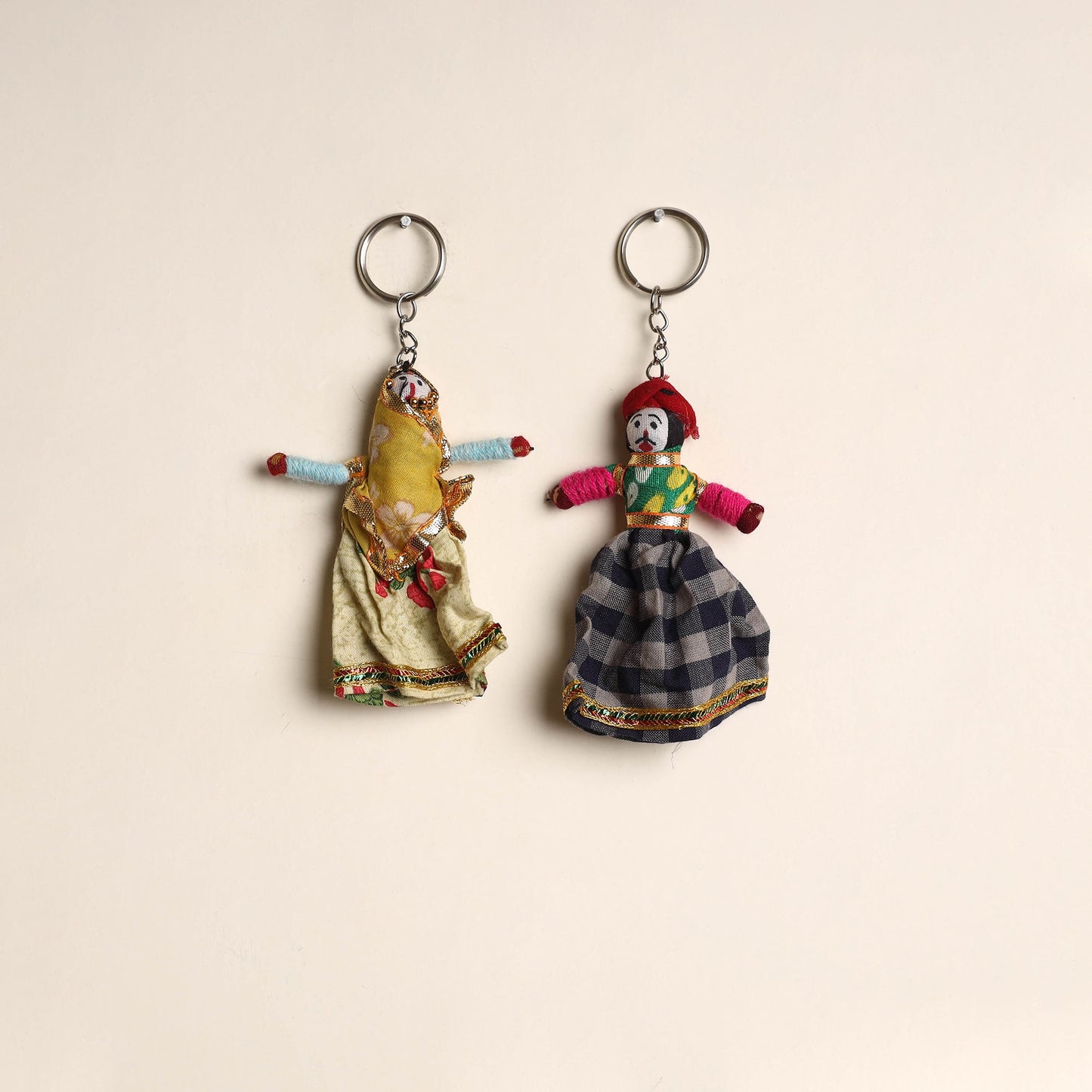 Multicolor - rajasthani puppet couple handmade keychain