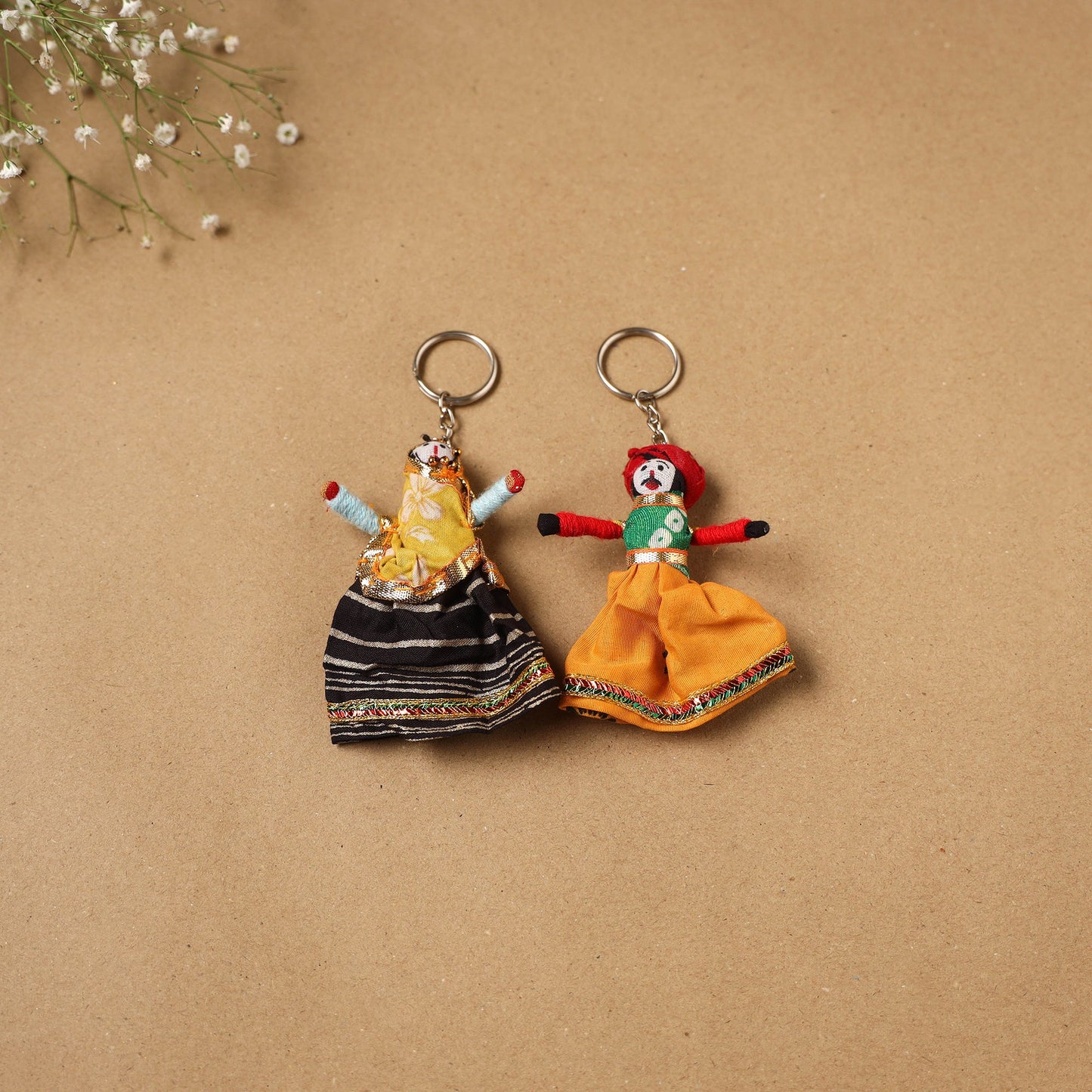 Multicolor - rajasthani puppet couple handmade keychain