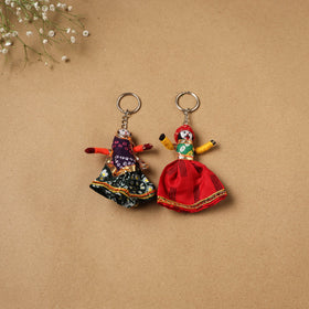 Multicolor - rajasthani puppet couple handmade keychain