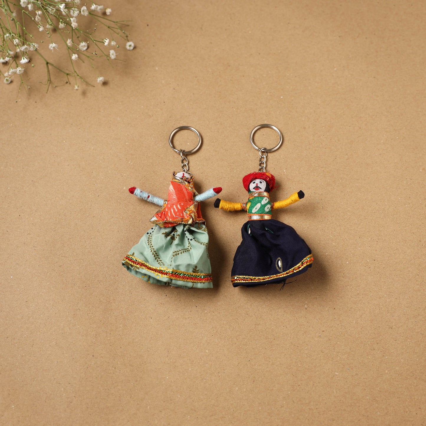 Multicolor - rajasthani puppet couple handmade keychain